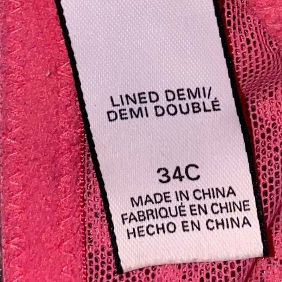 Victoria's Secret Women’s Pink Lace Lined Demi Bra Size 34C - Picture 2 of 2